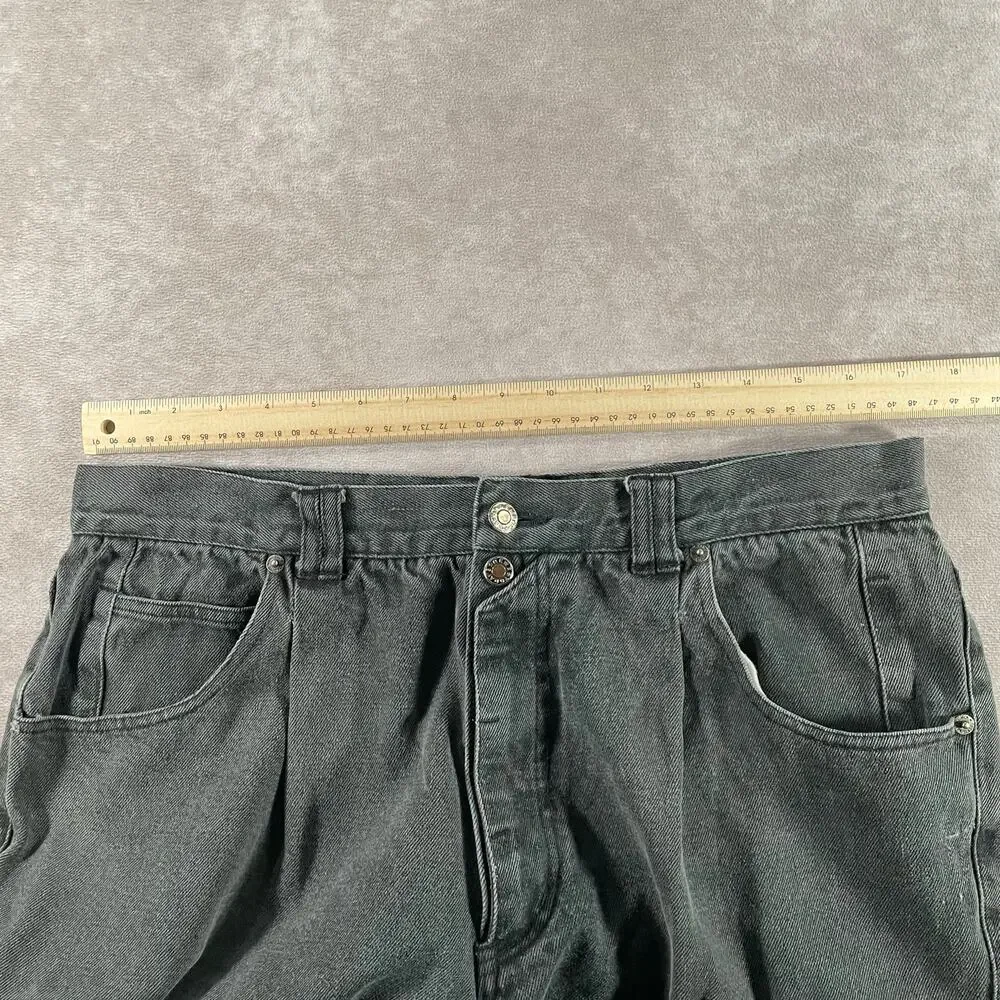 90’s Today’s News Black Washed Denim Tapered Jeans 34x27